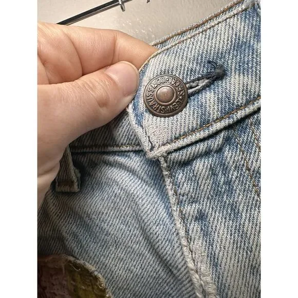 RARE Vintage Levi's Authentic Hippie 60s 70s Patch Cutoff Light Wash Jean Shorts
